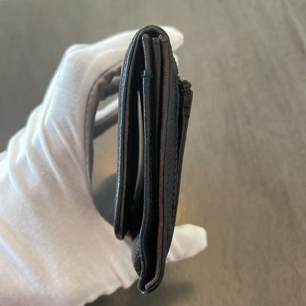Chanel CC Clutch Wallet Black Caviar Leather Compact Classic Luxury